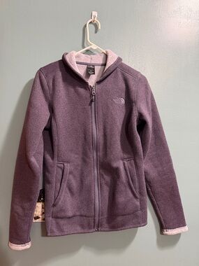The North Face Heathered Plum Full-Zip Hooded Fleece